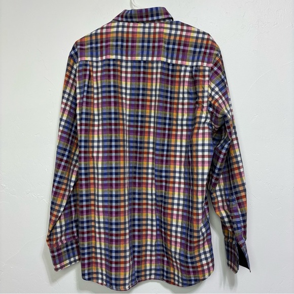Visconti Black Men's Large Dress Shirt Plaid Check Colorful Multicolor BUTTONS - Picture 5 of 10